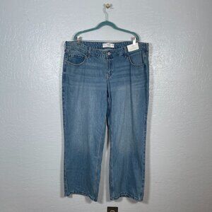 Hollister Women Plus Size 18R Light Wash Low Rise Baggy Jeans Relaxed Cotton